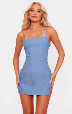 Twill Binded Strappy Bodycon Dress-PrettyLittleThing Discount