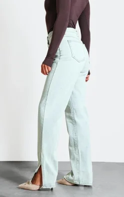 Light Blue Vintage Wash Split Hem Jeans