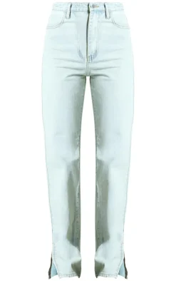 Light Blue Vintage Wash Split Hem Jeans
