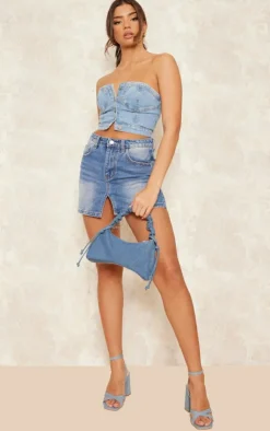 PrettyLittleThing Corsets*Button Through Denim Corset