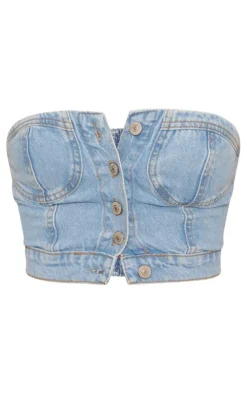 PrettyLittleThing Corsets*Button Through Denim Corset