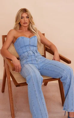 PrettyLittleThing Corsets*Denim Hook And Eye Structured Corset