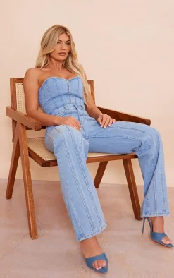 PrettyLittleThing Corsets*Denim Hook And Eye Structured Corset