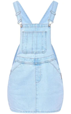 Denim Pinafore Dungaree Dress-PrettyLittleThing