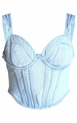 Dip Hem Bust Cup Denim Corset-PrettyLittleThing Best