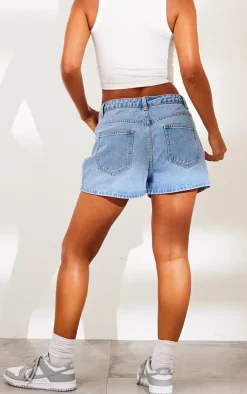 Light Blue Wash Loose Denim Mom Shorts