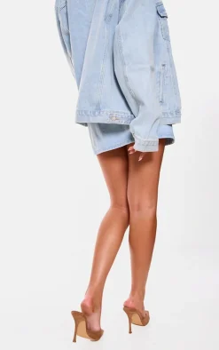 Hot PrettyLittleThing Micro Mini Denim Skirt Light Blue Wash