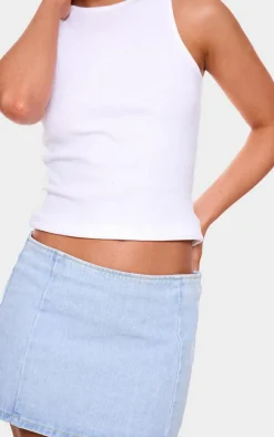 Hot PrettyLittleThing Micro Mini Denim Skirt Light Blue Wash
