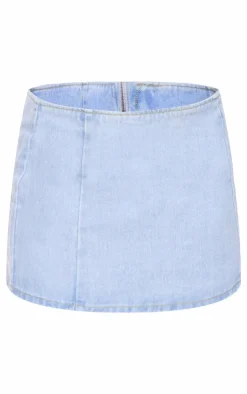 Hot PrettyLittleThing Micro Mini Denim Skirt Light Blue Wash