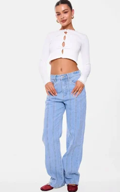 PrettyLittleThing Christmas Day Outfits*Panelled Seam Detail Straight Leg Jeans