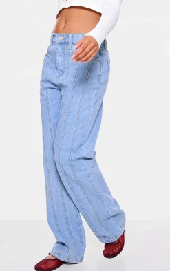 PrettyLittleThing Christmas Day Outfits*Panelled Seam Detail Straight Leg Jeans