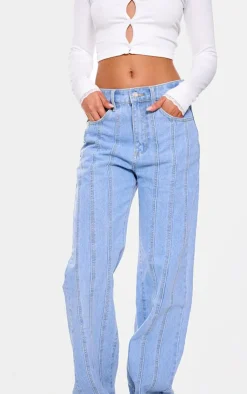 PrettyLittleThing Christmas Day Outfits*Panelled Seam Detail Straight Leg Jeans