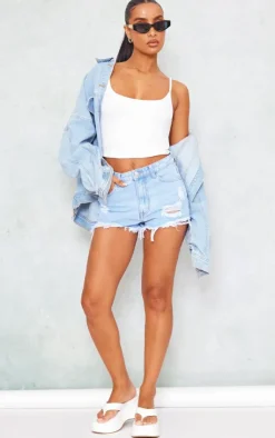 PrettyLittleThing Christmas Shop*Ripped Denim Shorts