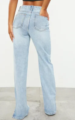 PrettyLittleThing Christmas Day Outfits*Ripped Split Hem Straight Leg Jeans