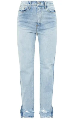 PrettyLittleThing Christmas Day Outfits*Ripped Split Hem Straight Leg Jeans