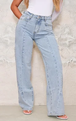 PrettyLittleThing Christmas Shop*Seam Detail Slim Wide Leg Jeans
