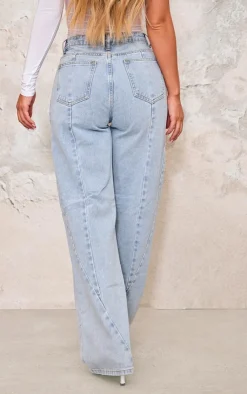 PrettyLittleThing Christmas Shop*Seam Detail Slim Wide Leg Jeans