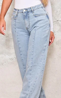 PrettyLittleThing Christmas Shop*Seam Detail Slim Wide Leg Jeans