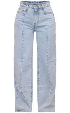 PrettyLittleThing Christmas Shop*Seam Detail Slim Wide Leg Jeans