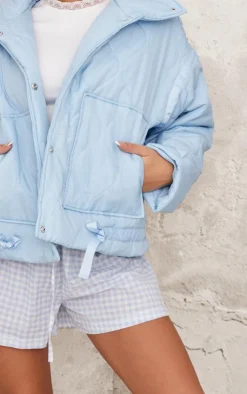 PrettyLittleThing Puffer Jackets*Wave Quilted Contrast Binding Longline Jacket
