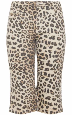 Clearance PrettyLittleThing Leopard Print Denim Capris Light Brown