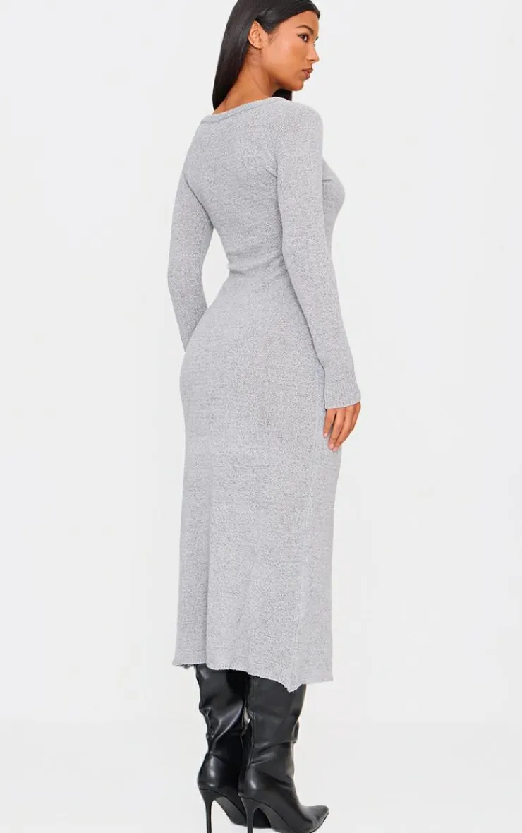 Bobble Knit Long Sleeve Maxi Dress-PrettyLittleThing Hot