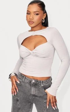 PrettyLittleThing Snatched*Contour Jersey Cut Out Detail Long Sleeve Top