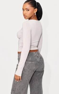 PrettyLittleThing Snatched*Contour Jersey Cut Out Detail Long Sleeve Top