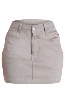 PrettyLittleThing Denim Mini Skirt Light Grey