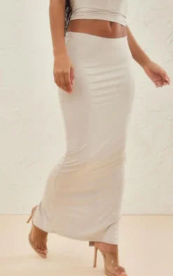Sale PrettyLittleThing Faux Suede Maxi Skirt Light Grey