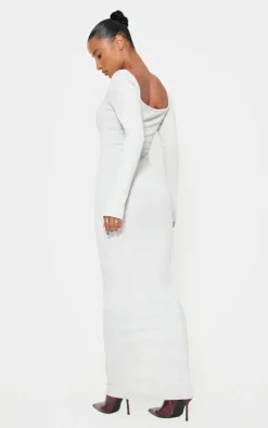 Heavy Rib Square Neck Maxi Dress-PrettyLittleThing Online