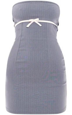 Pin Stripe Bow Bandeau Bodycon Dress-PrettyLittleThing Outlet