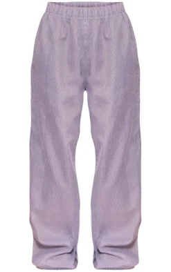 Best PrettyLittleThing Pinstripe Linen Look Wide Leg Pants Light Grey