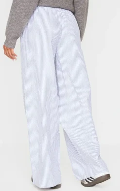Light Grey Pinstripe Woven Slouchy Straight Leg Pants