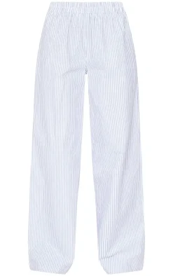 Light Grey Pinstripe Woven Slouchy Straight Leg Pants