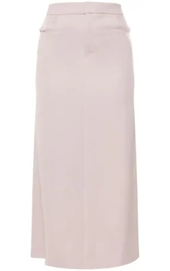New PrettyLittleThing Tailored Woven High Waist Midaxi Skirt Light Grey