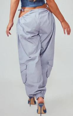 Light Grey Woven Cut Out Cargo Joggers