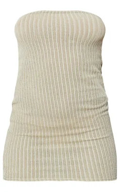 Contrast Ribbed Bandeau Mini Dress-PrettyLittleThing Discount