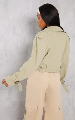 PrettyLittleThing Trench Coats*Cropped Belted Hem Trench Coat