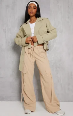 PrettyLittleThing Trench Coats*Cropped Belted Hem Trench Coat