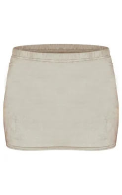 PrettyLittleThing Faux Suede Micro Mini Skirt Light Khaki