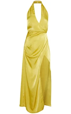 Hammered Satin Halterneck Maxi Dress-PrettyLittleThing Sale