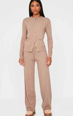 Clearance PrettyLittleThing Soft Knit Drawstring Waist Pants Light Mocha