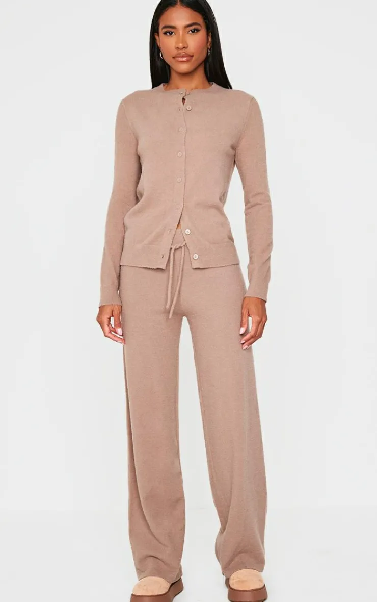 Clearance PrettyLittleThing Soft Knit Drawstring Waist Pants Light Mocha