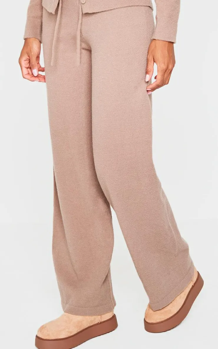 Clearance PrettyLittleThing Soft Knit Drawstring Waist Pants Light Mocha