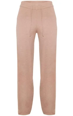 Clearance PrettyLittleThing Soft Knit Drawstring Waist Pants Light Mocha