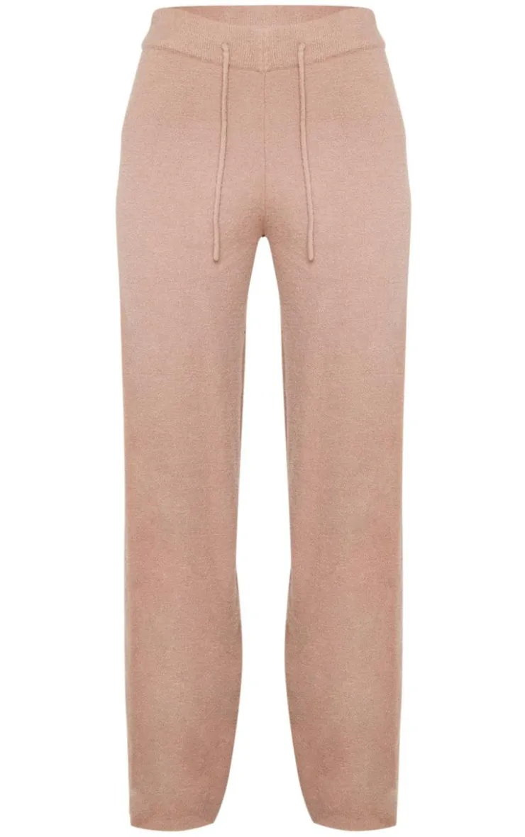 Clearance PrettyLittleThing Soft Knit Drawstring Waist Pants Light Mocha