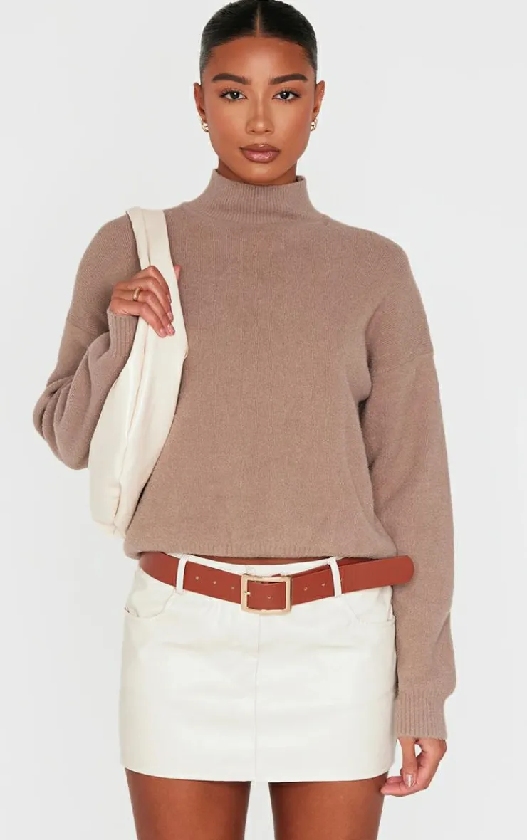 PrettyLittleThing Oversized Sweaters*Soft Knit High Neck Oversized Sweater