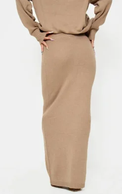 PrettyLittleThing Soft Knit Maxi Skirt Light Mocha