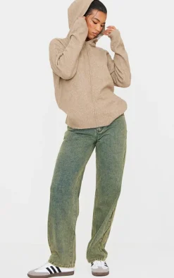 Light Mocha Soft Knit Oversized Hoodie